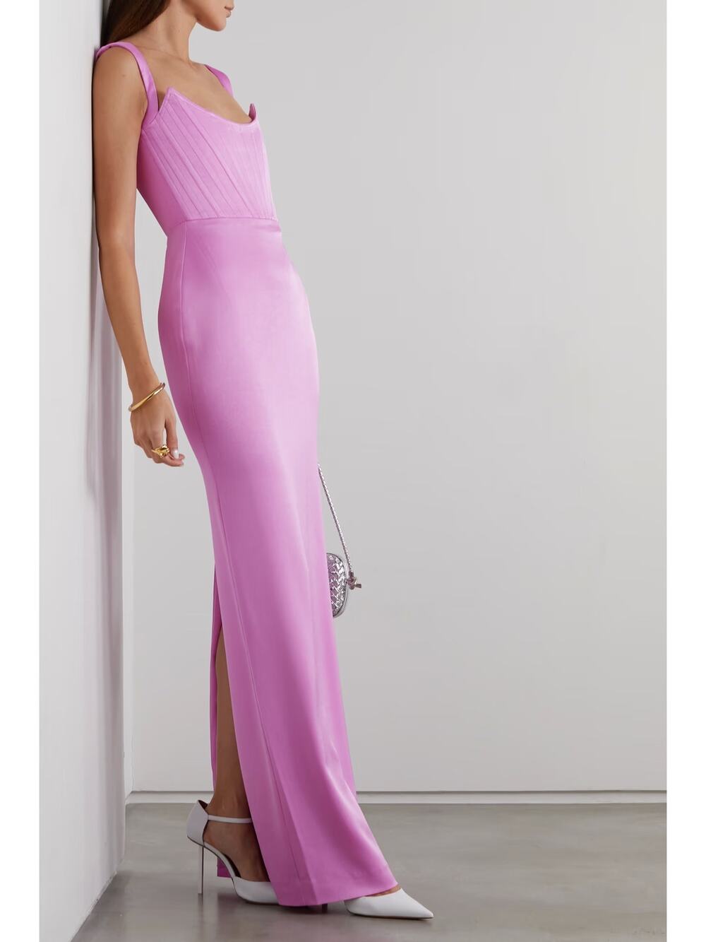NWT Alex Perry Halse Satin Crepe Corset Singlet Gown Orchid UK12 US8